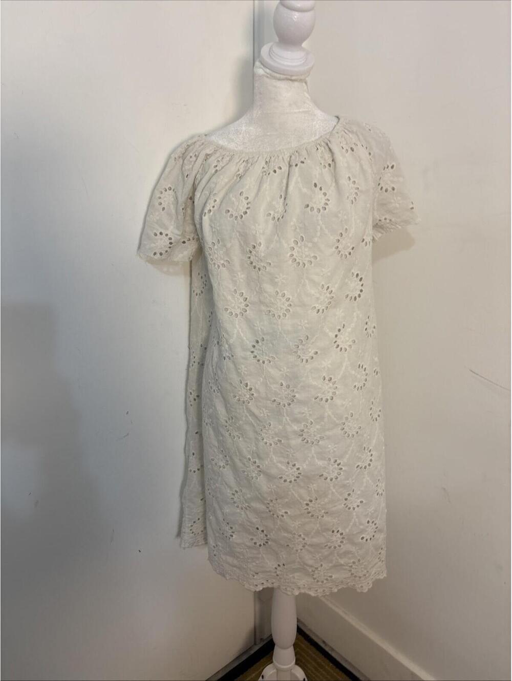 Valentina Naldi Dress Womens Large White Eyelet Romantic Boho Feminine‎ Cottage